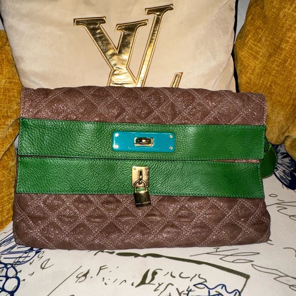 Marc Jacobs Brown Quilted leather clutch/ Eugine clutch